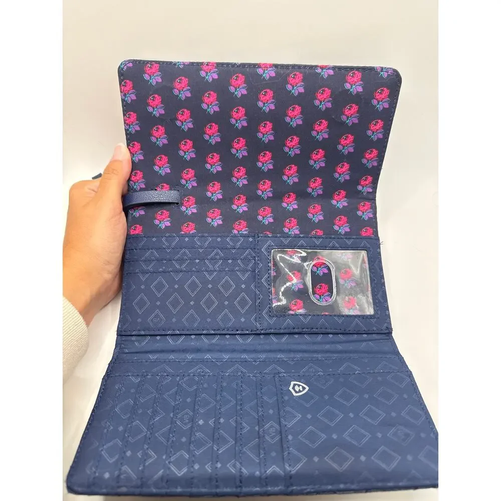 Vera Bradley RFID Wallet Wristlet Moonlight Navy Quilted Organizer Purse